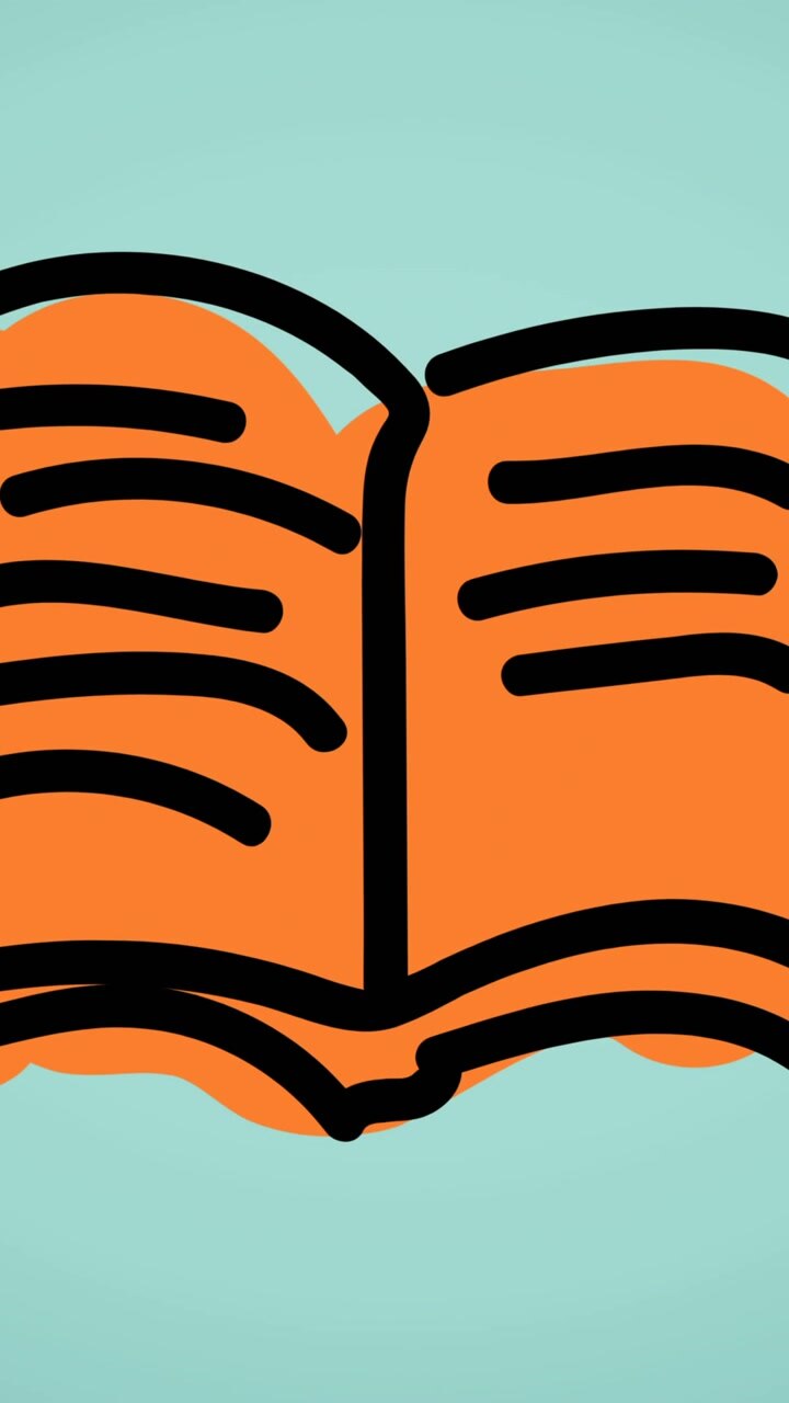 Animation of school textbook on green background
