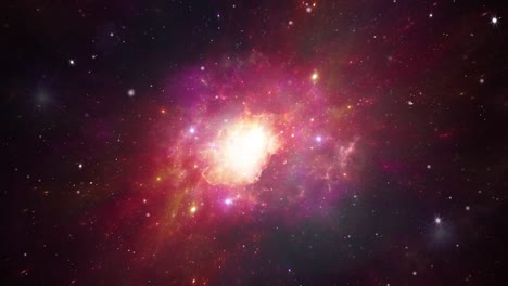 vuelo espacial en un campo estelar. 3d volar a través de una galaxia espacial en el universo big bang animación de bucle espacial.