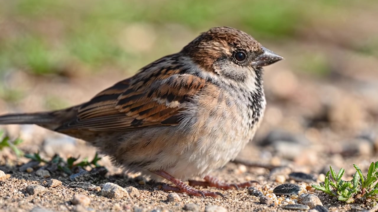 Et nærbillede af en spurv: Fanger skønheden og bevægelsen af en lille fugl i dens naturlige habitat på en solrig dag.
