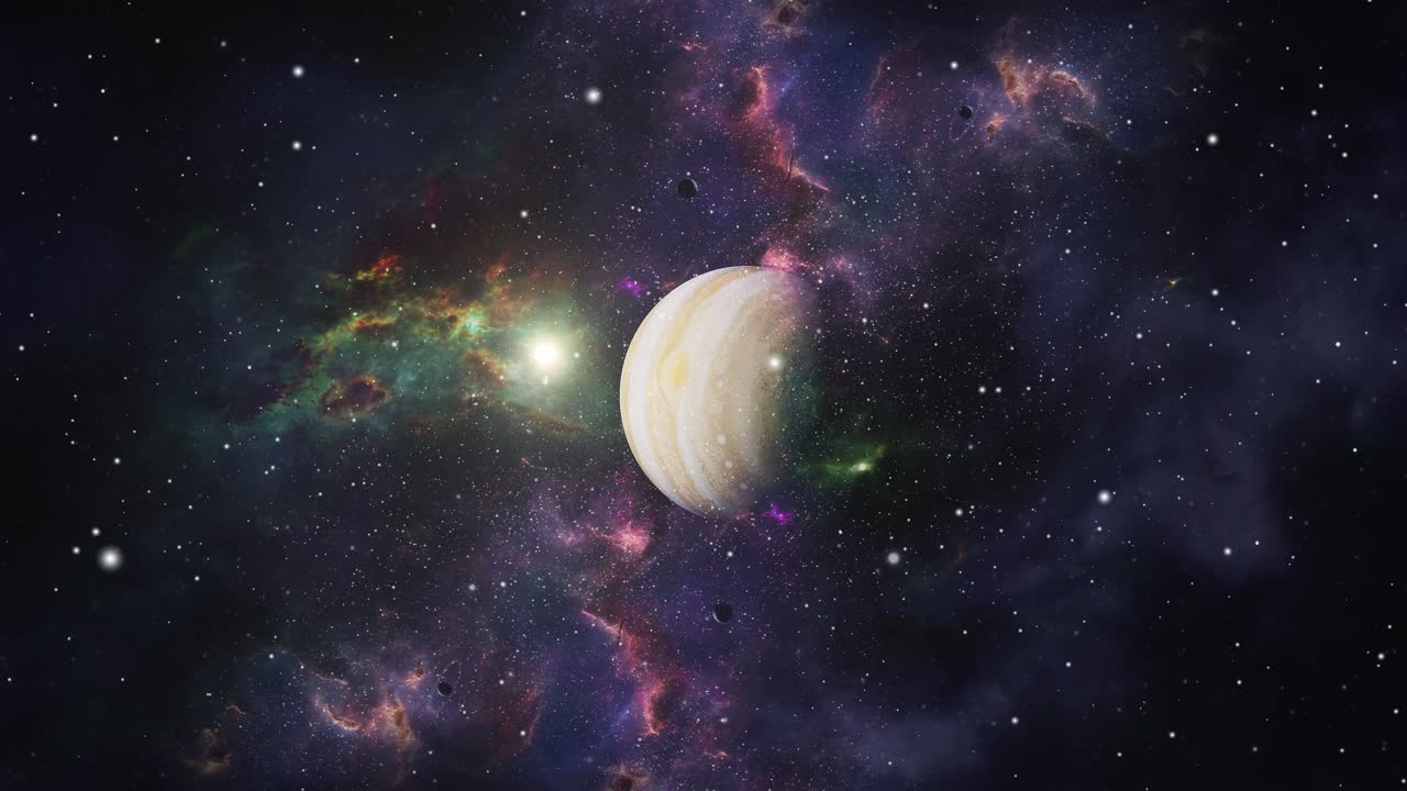 planeta en medio de la nube nebulosa, el universo