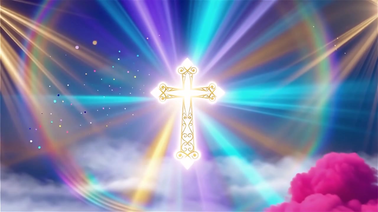 Christian Cross Heavenly Light Worship Background