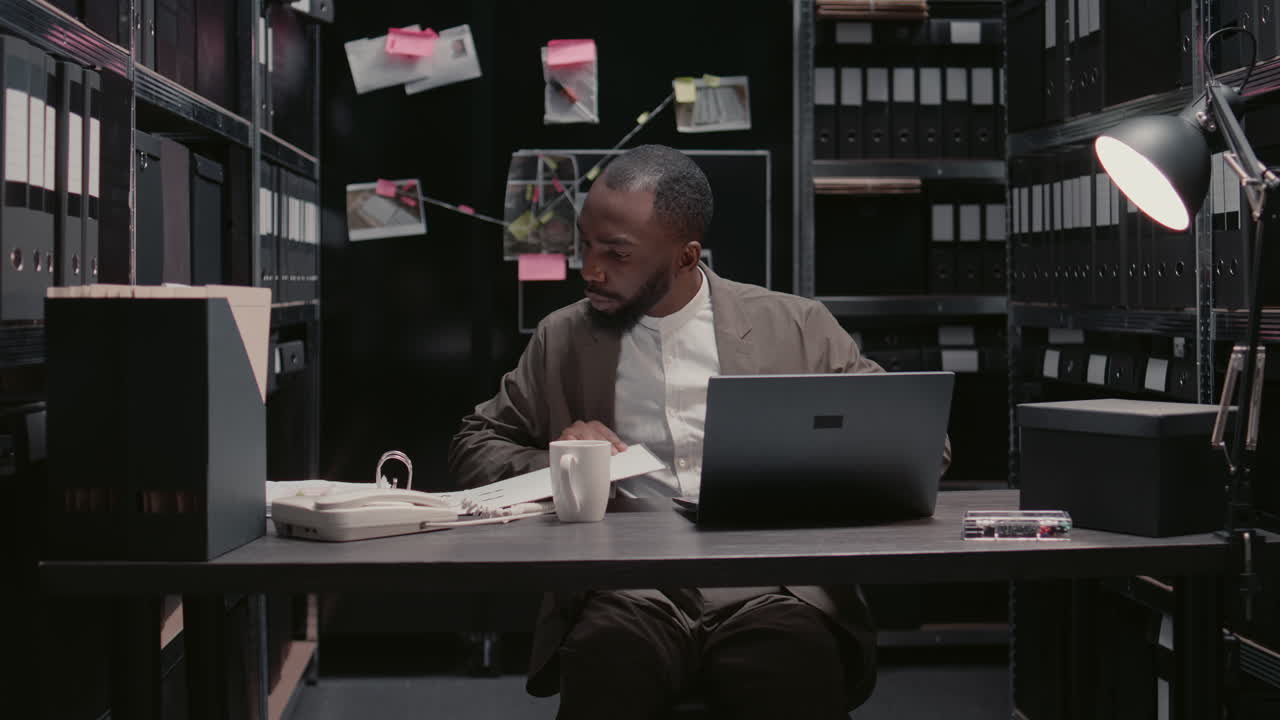 Detective working in office