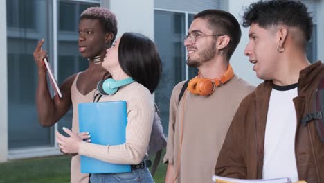multiracial students walking and talking