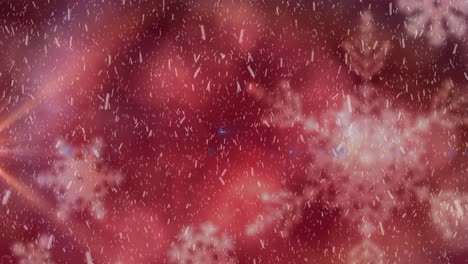 animación de nieve cayendo sobre un fondo rojo