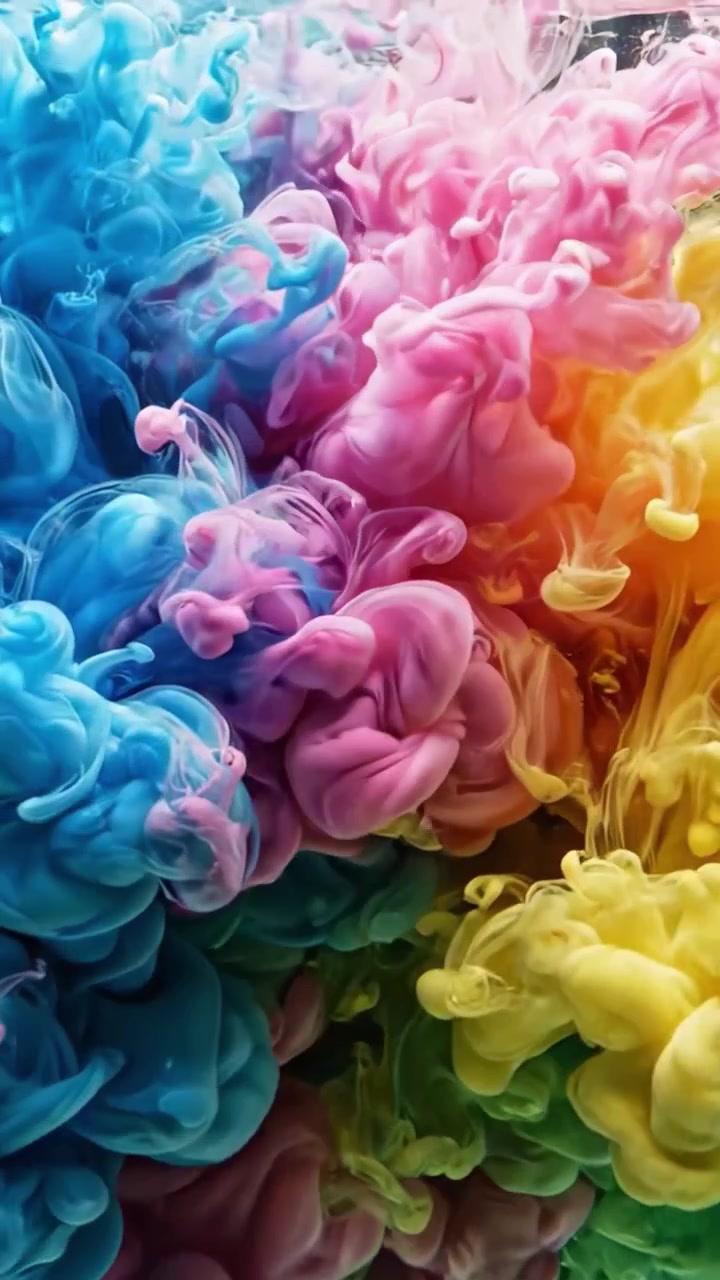 Una sinfonia visiva di vortici colorati nell'acqua: immagini accattivanti mostrano l'interazione dinamica di pigmenti vivaci creando una straordinaria esposizione di arte liquida.