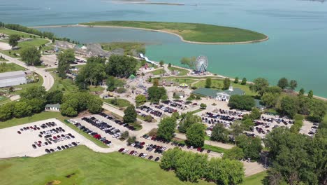 wide aerial view of bay beach amusement park in green bay, wisconsin