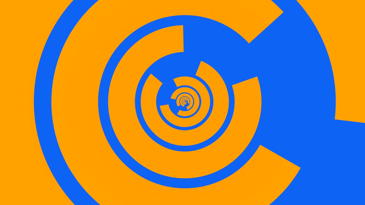 círculo giratorio abstracto geométrico bucle de fondo de movimiento naranja azul