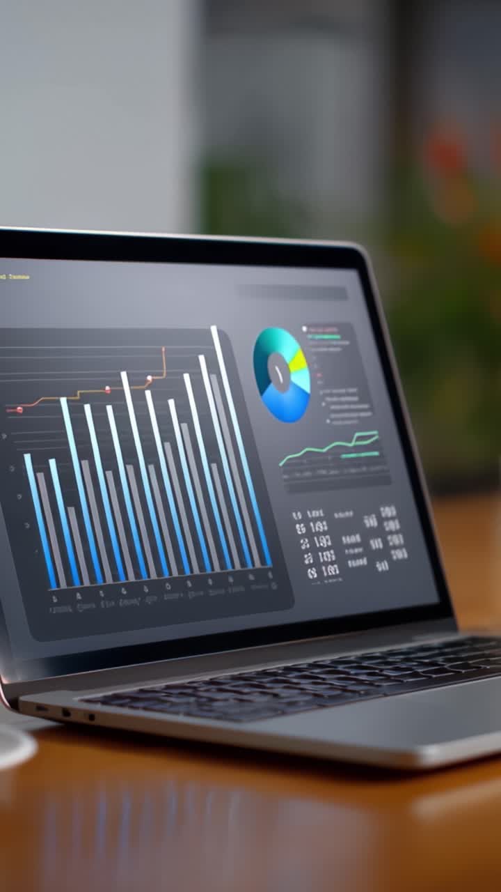 Dynamisk dataanalyse: Utforsk sanntids grafer og diagrammer på en laptopskjerm for kritiske forretningsbeslutninger og innsiktsinnhenting