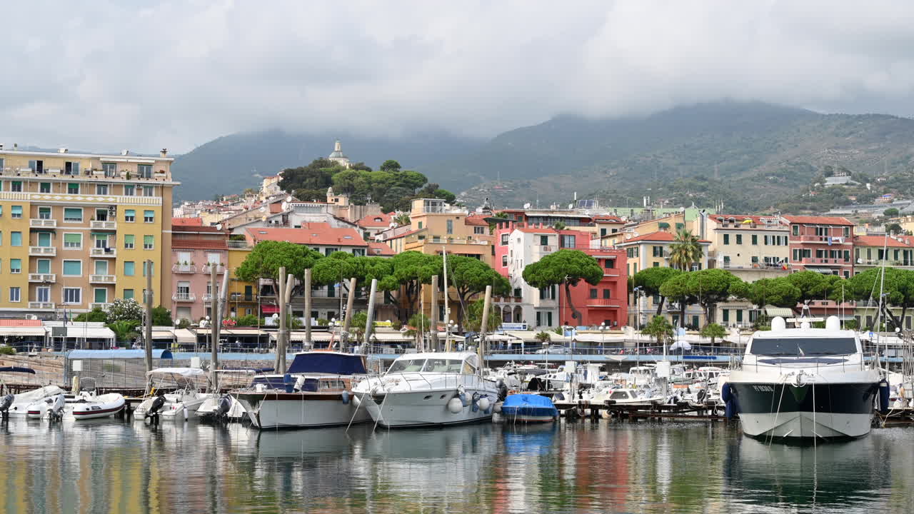 Boats and yachts at the port of Sanremo city, Italy