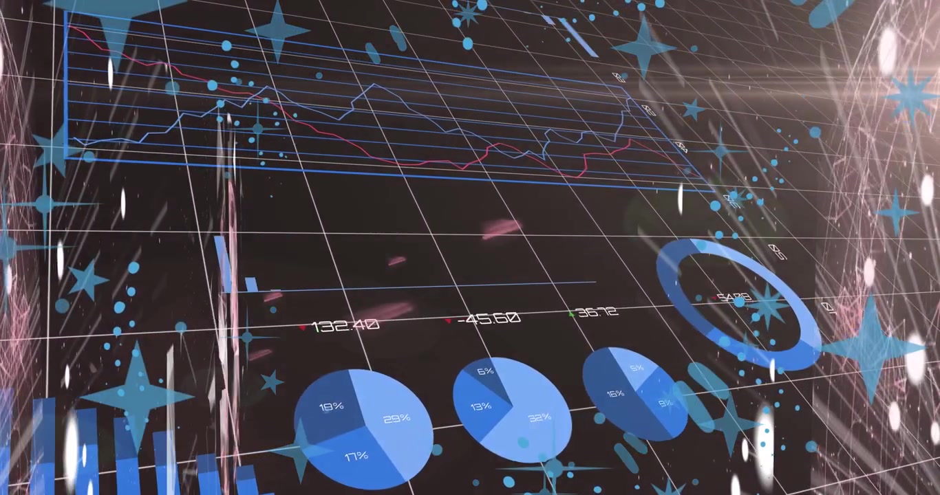 Animasjon av databehandling over svart bakgrunn