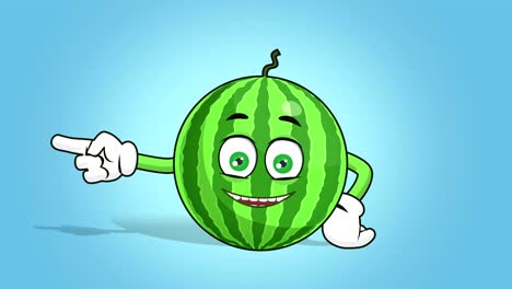 cartoon watermelon face animation. left side pointer with luma matte