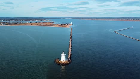 Drone-footage-of-a-lighthouse-in-Old-Saybrook-CT