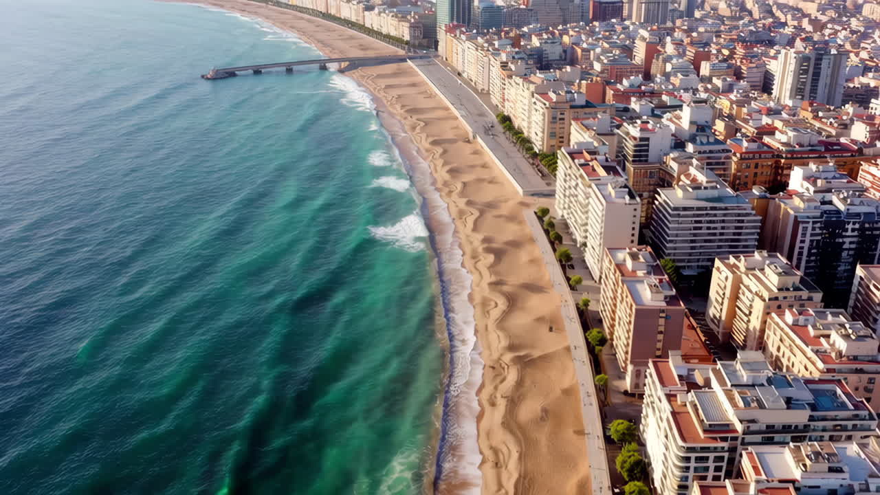 해변과 건물이 있는 해안 도시 풍경