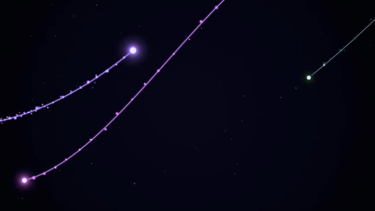 Dynamic Digital Lines with Glowing Particles on Dark Background