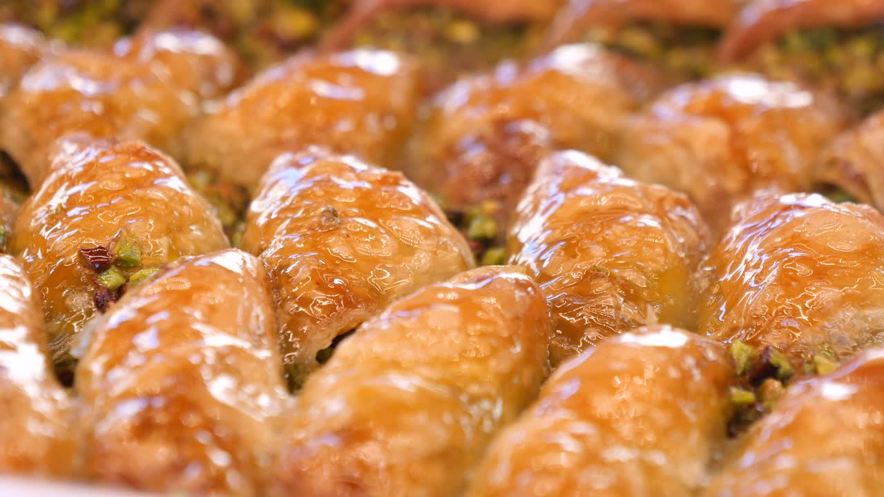 un primer plano de la deliciosa baklava