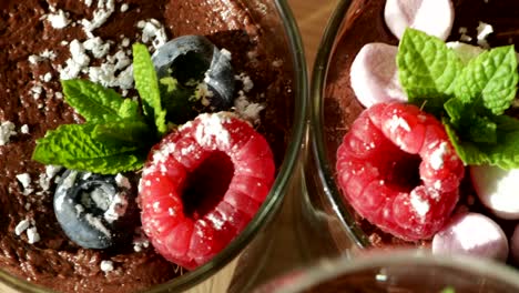 close up detail shot of decorated mousse chocolate