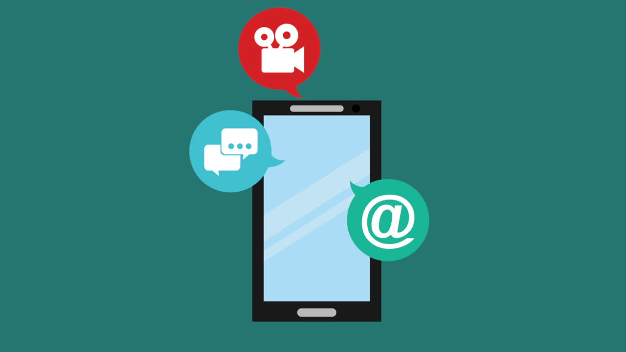 통신 아이콘이 있는 휴대전화