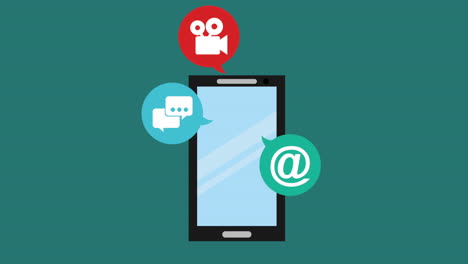 teléfono móvil con iconos de comunicación