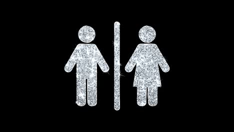 man and woman male and female icon shining glitter loop blinking particles .