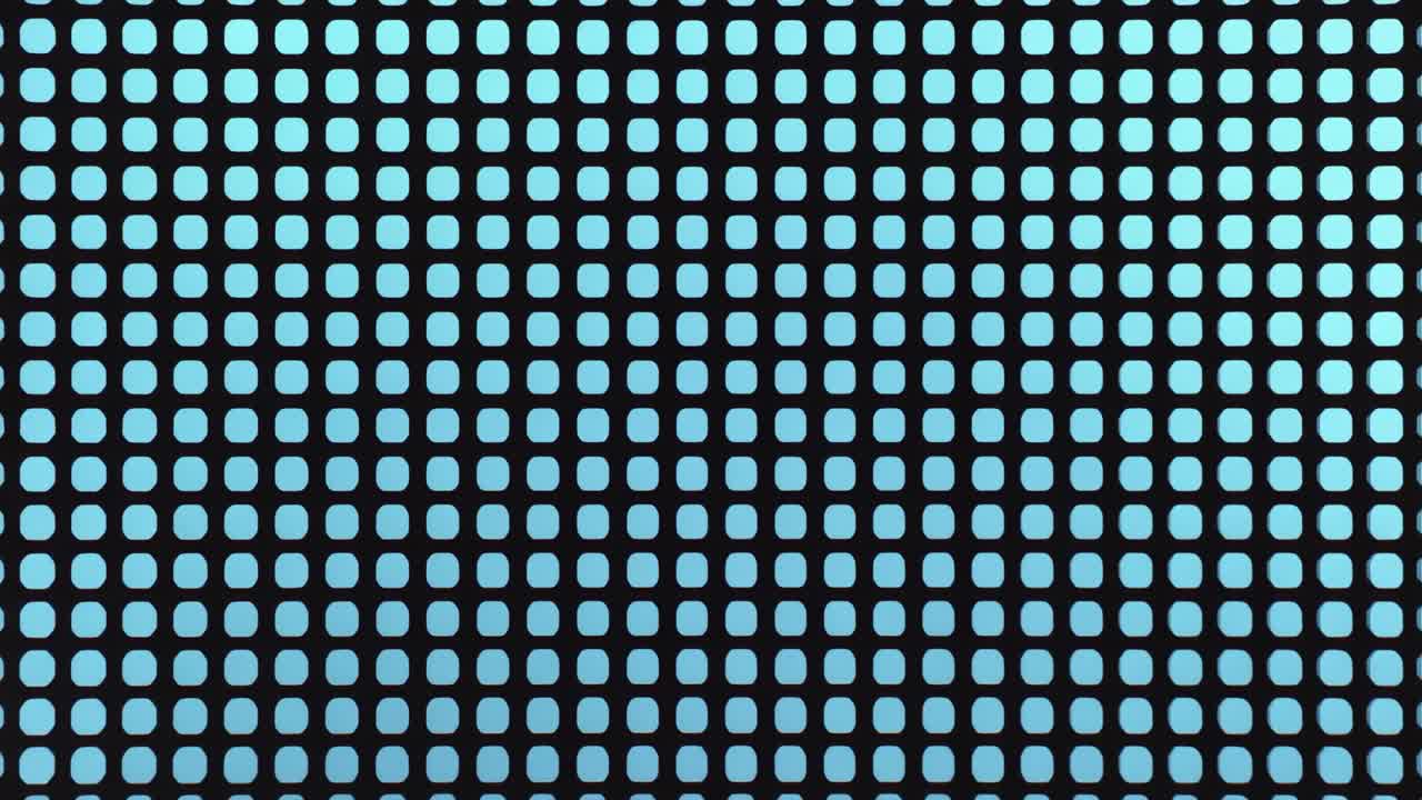 Displaying digital grid of rounded light-blue squares on dark screen on startup remaining static