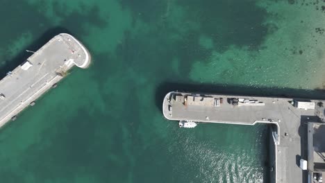 aerial view of a harbor and docks
