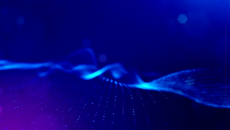 composición azul compleja con partículas luminosas que forman estructuras onduladas en el aire. animación suave en bucle 4k 3d con partículas de brillo. microworld de ciencia ficción o fondo espacial. 5