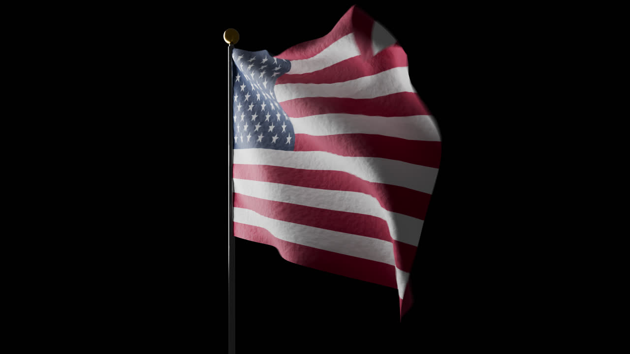 American Flag Waving On Memorial Day On Transparent Alpha Background