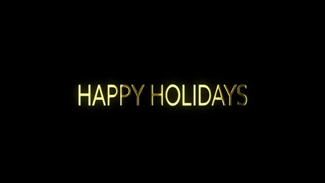 happy holidays text in shining gold letters on black background