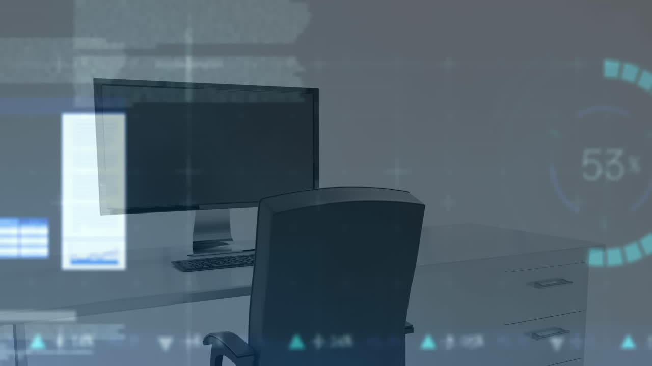 animación del procesamiento de datos financieros en la oficina