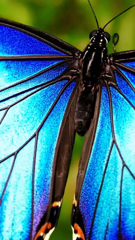 close-up of a blue morpho butterfly's wings