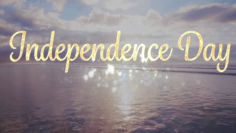 independence day text over the sea