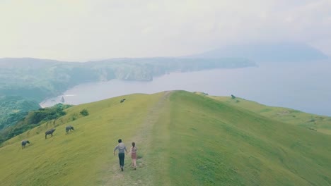 breathtaking and cinematic aerial drone video of 'marlboro country' like place in batanes, philippines