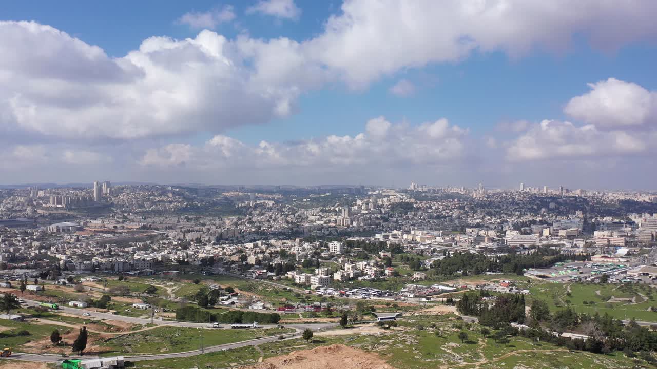 ciudad de jerusalén amplia vista aérea de vuelo