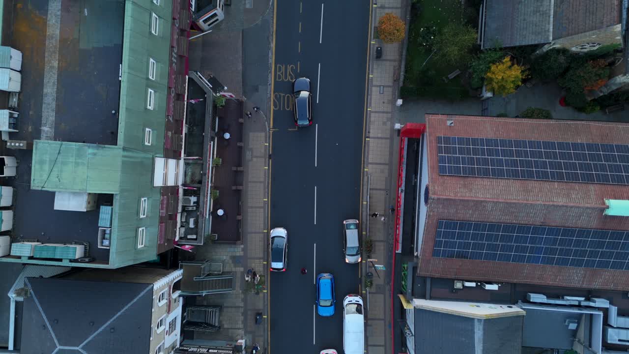 Aerial Top Down Drone Shot Movement of a Bustling London City Street