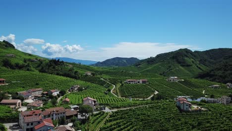 Viñedos-Con-Casas-Rurales-En-Italia-Durante-Un-Día-Soleado-De-Verano