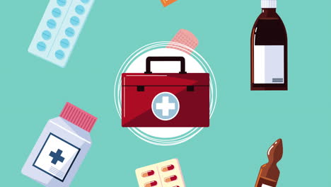 pharmacy drugs kit pattern animation