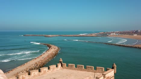 sale medina coastline and sandy beaches along the atlantic ocean from ouyadas observation point in rabat, morocco