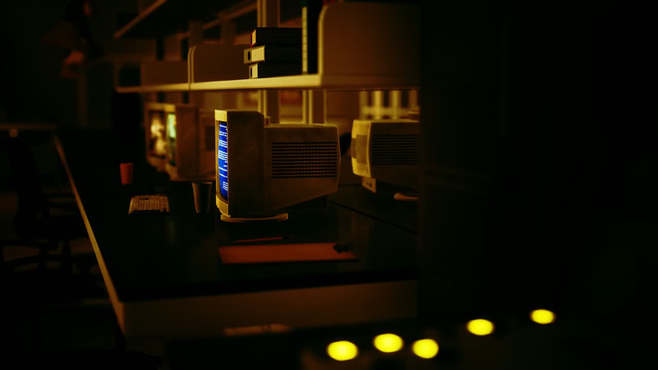 오래된 어두운 빈티지 컴퓨팅 실험실