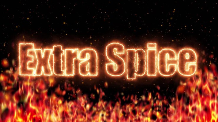 Glødende orange tekst med opstigende flammer og flydende gløder mod en mørk, sort baggrund