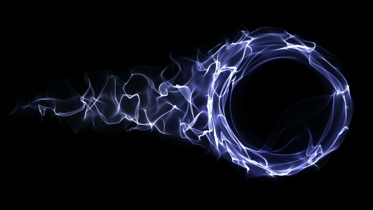 partículas azules vacías fibras y anillo de fondo, bucle, 4k