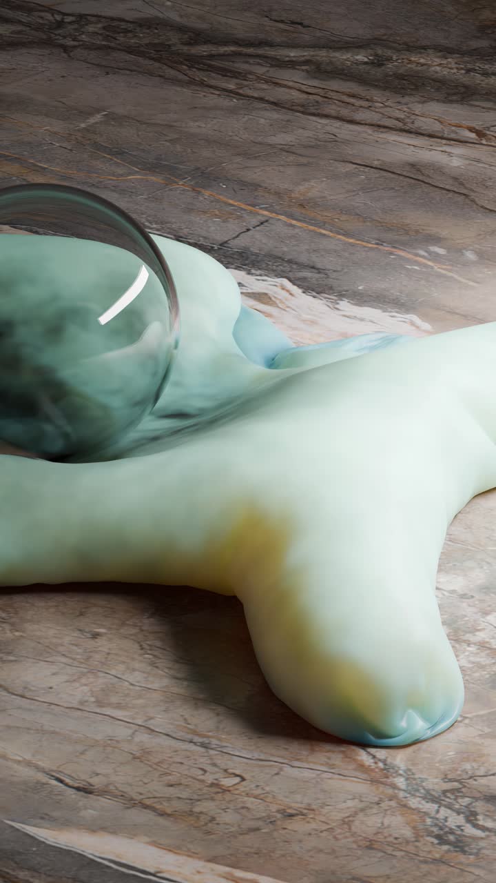 Abstract blob and glass on marble surface
