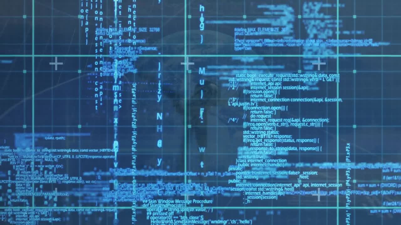 Animation of data processing over windmill and globe