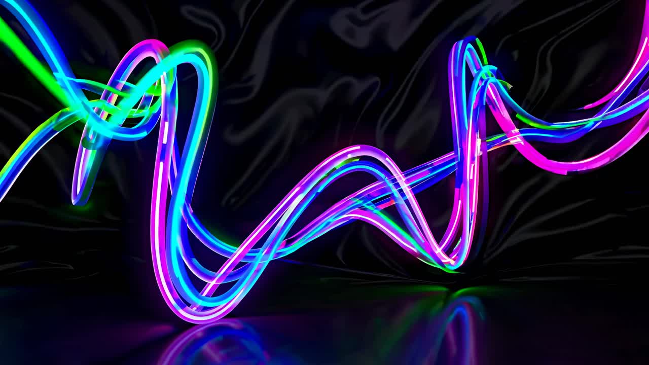 ondas de luz de neón abstractas sobre un fondo negro