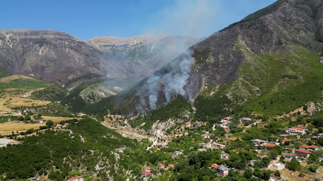 Fires burning the forest getting close to the village and its residents