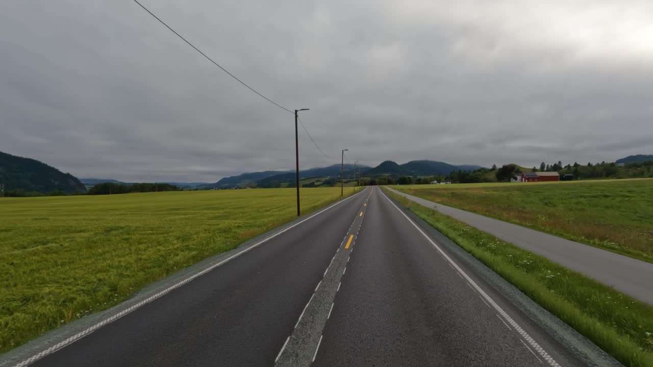 Vehicle point-of-view Driving a Car on a Road in Norway