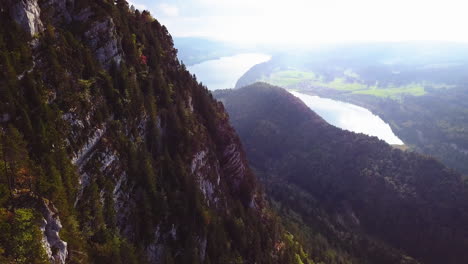 Aerial-Shot-Drone-Beautiful-view-to-Lucerne-lake-,-mountain-Rigi-and-Buergerstock-from-Pilatus,-Swiss-Alps,-Central-Switzerland