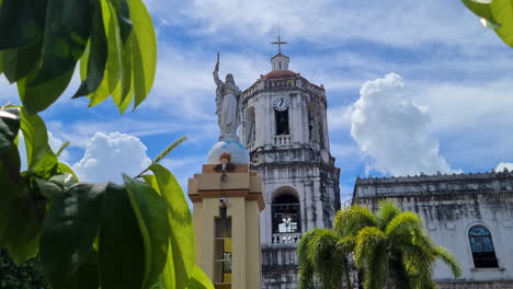 Cebu-Metropolitan-Cathedral,-View-Under-Tree-Shade,-Cebu-City,-Philippines