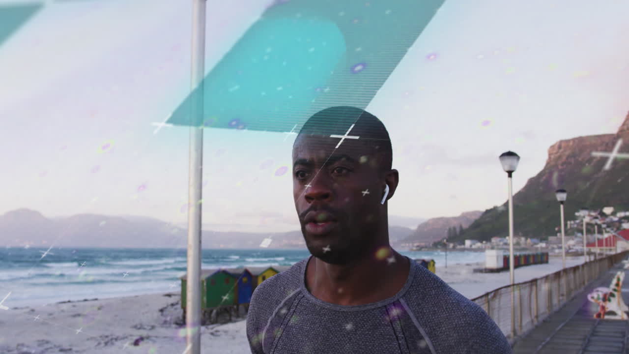 animación de la cuadrícula sobre la ejecución de un hombre afroamericano