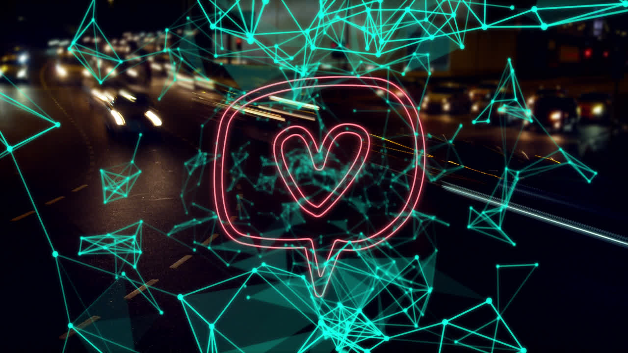 어두운 배경 위의 연결 네트워크의 애니메이션