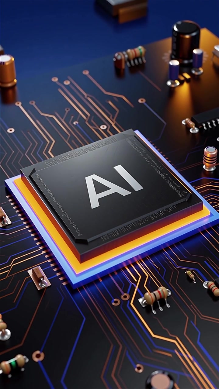 Futuristic AI Chip Motherboard Technology Background